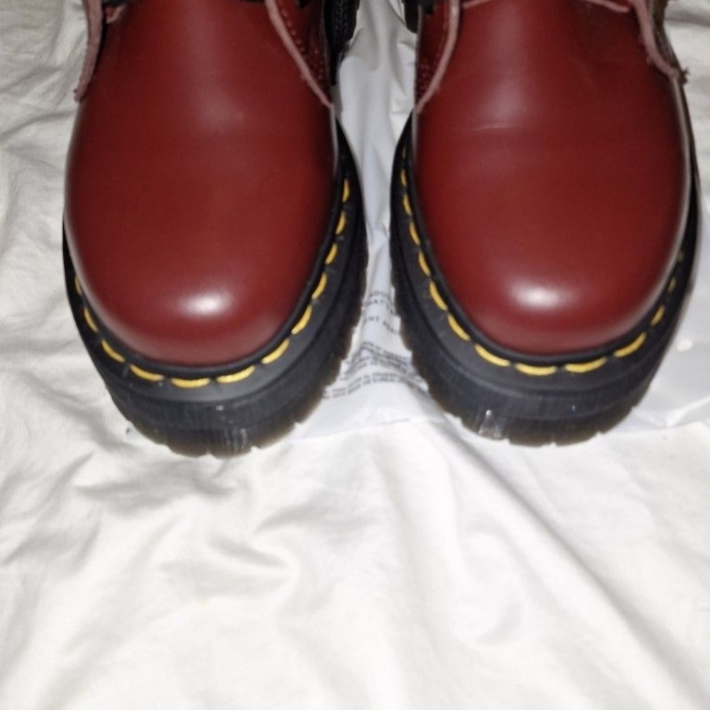 Dr. Martens Burgundy Leather Boots - Picture 2 of 5